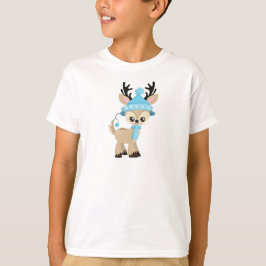 Schattigee rendieren, kleine rendieren, blauw Pet, T-shirt