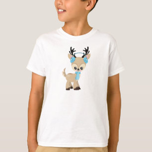 Schattigee rendieren, kleine rendieren, blauwe sja t-shirt
