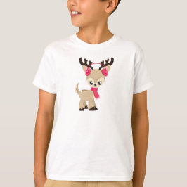 Schattigee rendieren, kleine rendieren, rode sjaal t-shirt