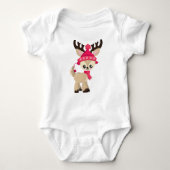 Schattigee rendieren, kleine rendieren, rood Pet,  Romper (Voorkant)