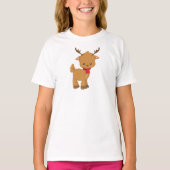 Schattigee rendieren, kleine rendieren, sjaal, gew t-shirt (Voorkant)