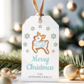 Schattigee rendieren Merry Christmas Classic Cadeaulabel