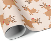 Schattigee rendieren met rode feestelijke kerstsja cadeaupapier (Rol Hoek)