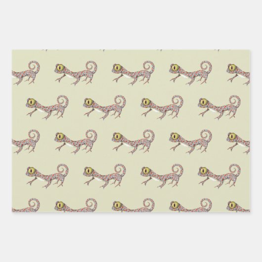 Schattigee reptiel gekko inpakpapier vel (Voorkant 3)