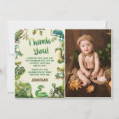 Schattigee reptiel thema Kind verjaardagsfoto Bedankkaart (Voorkant)