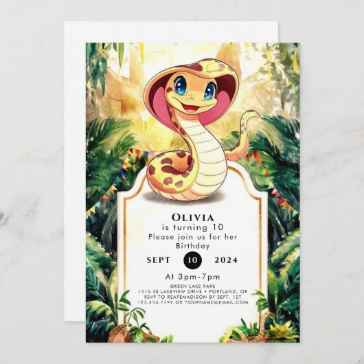 Schattigee Reptielen Snake Verjaardag Kaart (Voorkant / Achterkant)