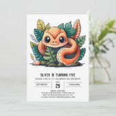 Schattigee Reptielen Verjaardagsuitnodiging Kaart (Staand voorkant)