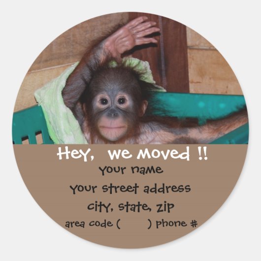 Schattigee retouradres voor baby's en dieren ronde sticker (Voorkant)