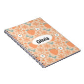 Schattigee Retro Aardbeien en Bloemen Notitieboek (Rechterzijde)