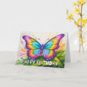 Schattigee Retro Abstracte Vlinderkunst Kaart (Gele Bloem)