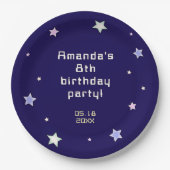 Schattigee Retro Arcade Game Kids Verjaardag Papieren Bordje (Voorkant)