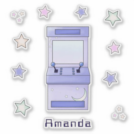 Schattigee Retro Arcade Game Kids Verjaardag Sticker (Voorkant)