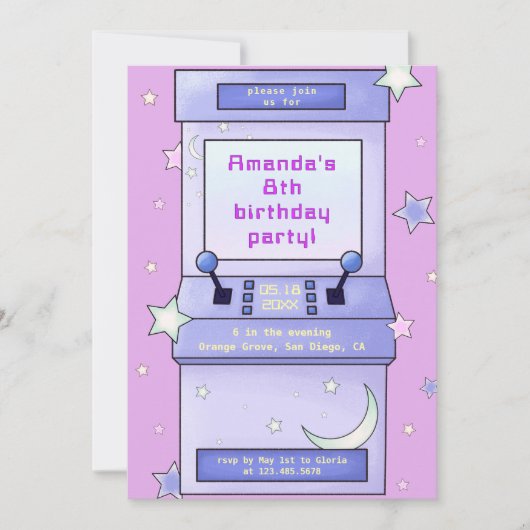 Schattigee Retro Arcade Game Kids Verjaardagsuitno Kaart (Voorkant)