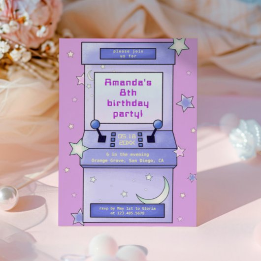 Schattigee Retro Arcade Game Kids Verjaardagsuitno Kaart