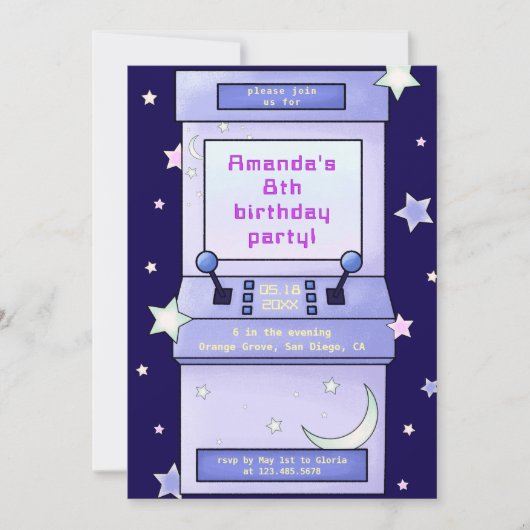 Schattigee Retro Arcade Game Kids Verjaardagsuitno Kaart (Voorkant)