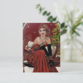 Schattigee retro art deco dame feestdagenkaart (Staand voorkant)