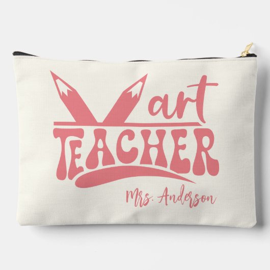 Schattigee Retro Art Leraar Ivory Wit Gepersonalis Etui (Achterkant)