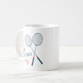 Schattigee Retro Badminton Birdie Racquet CUSTOM N Koffiemok (Voorkant links)