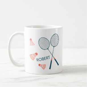 Schattigee Retro Badminton Birdie Racquet CUSTOM N Koffiemok