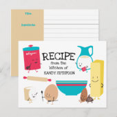 Schattigee retro baking ingrediënten receptenkaart briefkaart (Voorkant / Achterkant)