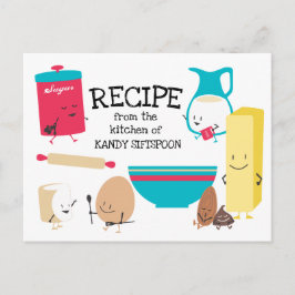 Schattigee retro baking ingrediënten receptenkaart briefkaart