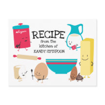 Schattigee retro baking ingrediënten receptenkaart