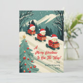 Schattigee Retro Beren Kerst Feestdagenkaart (Staand voorkant)