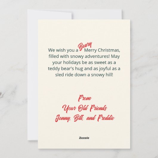 Schattigee Retro Beren Kerst Feestdagenkaart (Achterkant)