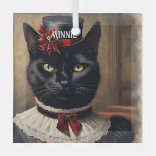 Schattigee Retro Black Cat Christmas Glas Ornament