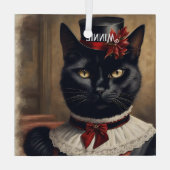 Schattigee Retro Black Cat Christmas Glas Ornament (Achterkant)