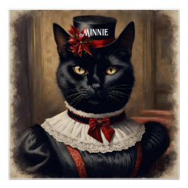 Schattigee Retro Black Cat Christmas Perfect Poster