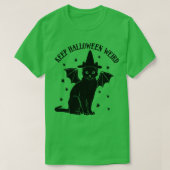 Schattigee Retro Black Cat Witch Bat Keep Hallowee T-shirt (Design voorkant)