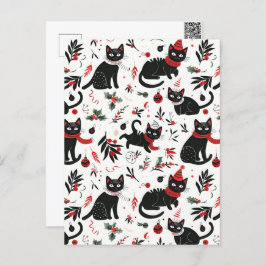Schattigee Retro Black Cats Kerst Briefkaart