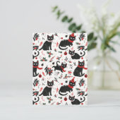 Schattigee Retro Black Cats Kerst Briefkaart (Staand voorkant)