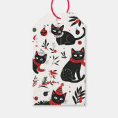 Schattigee Retro Black Cats Kerst Cadeaulabel (Voorkant)