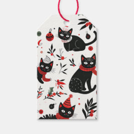 Schattigee Retro Black Cats Kerst Cadeaulabel