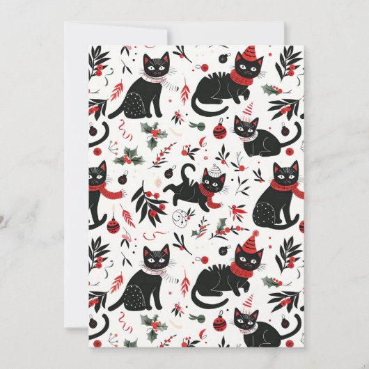Schattigee Retro Black Cats Kerst Flat Vakantie Ka Feestdagenkaart (Voorkant)