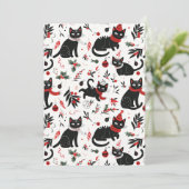 Schattigee Retro Black Cats Kerst Flat Vakantie Ka Feestdagenkaart (Staand voorkant)