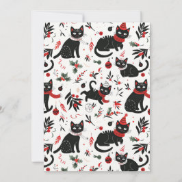 Schattigee Retro Black Cats Kerst Flat Vakantie Ka Feestdagenkaart