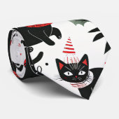 Schattigee Retro Black Cats Kerst Stropdas (Opgerold)