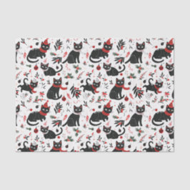 Schattigee Retro Black Cats Kerst Tissuepapier