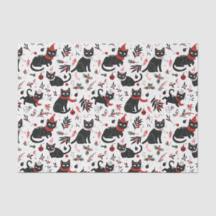 Schattigee Retro Black Cats Kerst Tissuepapier