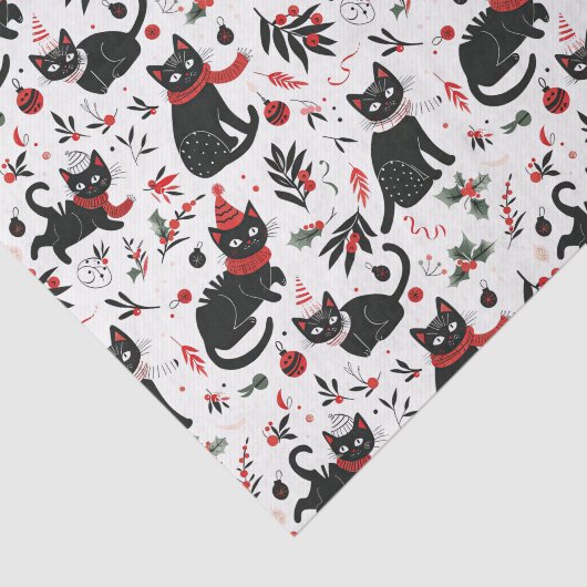 Schattigee Retro Black Cats Kerst Tissuepapier (Detail)
