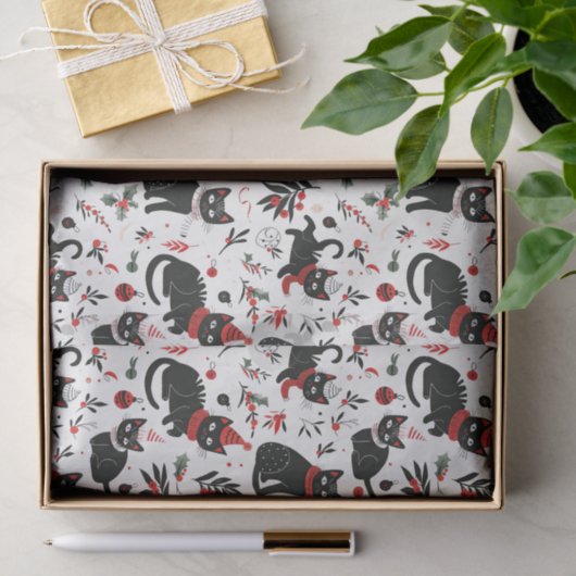 Schattigee Retro Black Cats Kerst Tissuepapier (Geschenk)