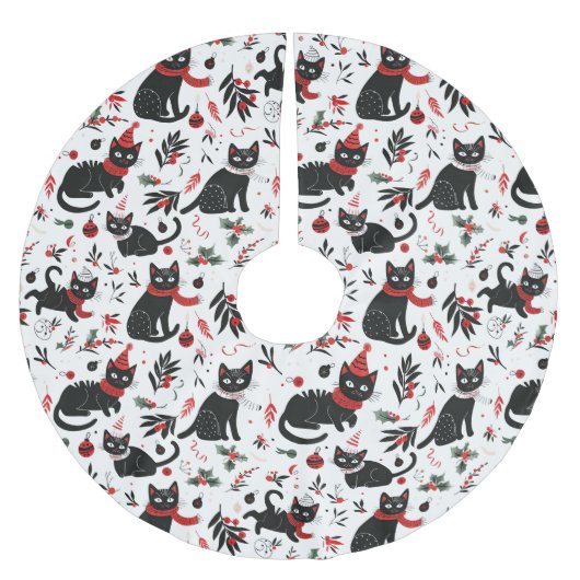 Schattigee Retro Black Cats Kerstboomrok Kerstboom Rok (Voorkant)