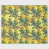 Schattigee retro  bladeren feestdagen geel cadeaupapier (Vlak)
