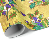 Schattigee retro  bladeren feestdagen geel cadeaupapier (Rol Hoek)