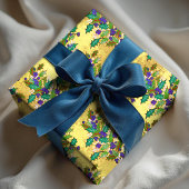 Schattigee retro  bladeren feestdagen geel cadeaupapier