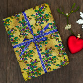 Schattigee retro  bladeren feestdagen geel cadeaupapier