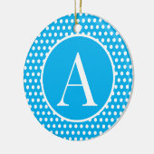 Schattigee Retro Blauw initiaal letter Polka Dots Keramisch Ornament (Links)